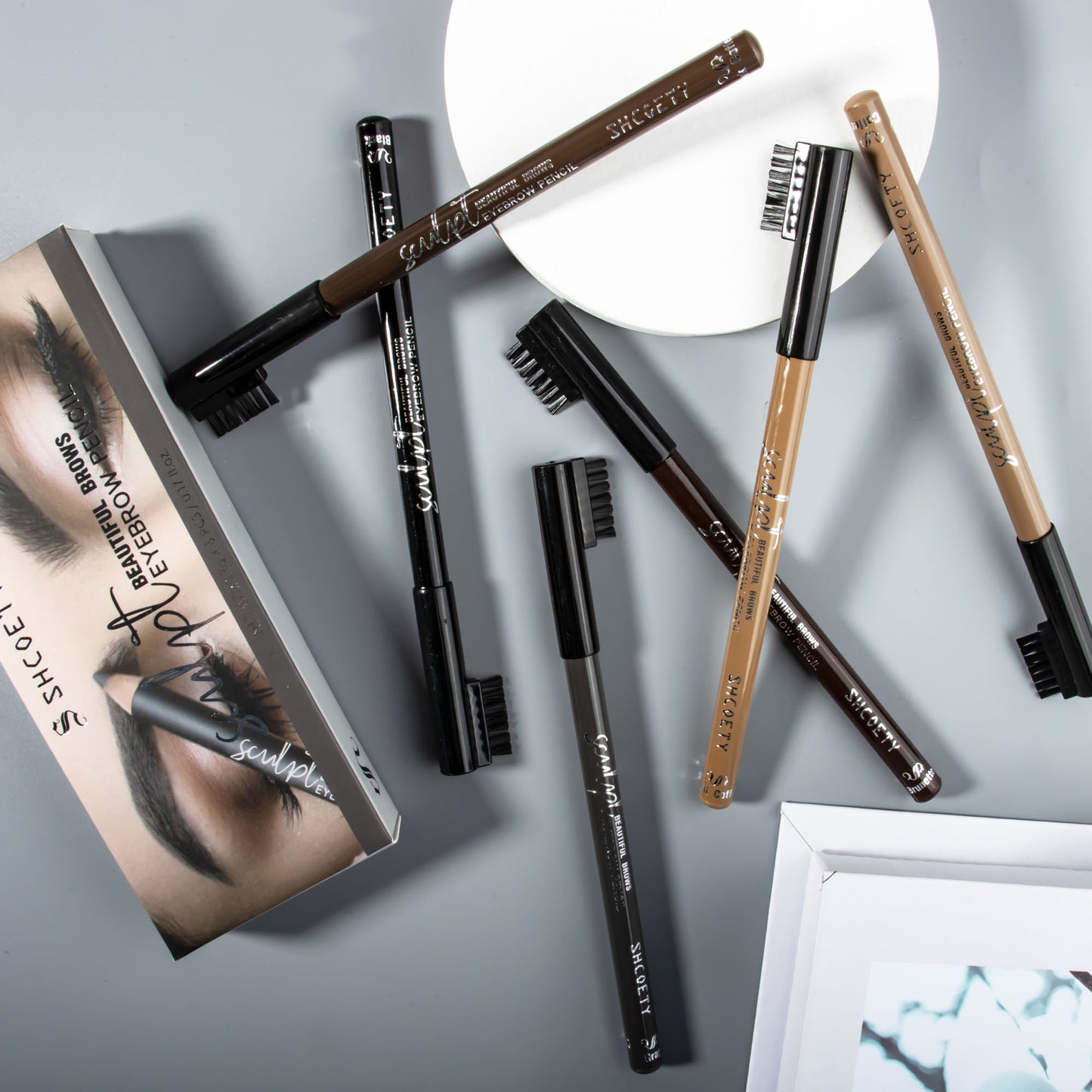 SHCOETY 6-Farben-Augenbrauenstift-Set, wasserfest, Color Icon Kohl Eyeliner-Stift – satte, hyperpigmentierte Farbe, geschmeidiges, cremiges Auftragen, vielseitig einsetzbares, lang anhaltendes, mattes Finish, tierversuchsfrei und vegan