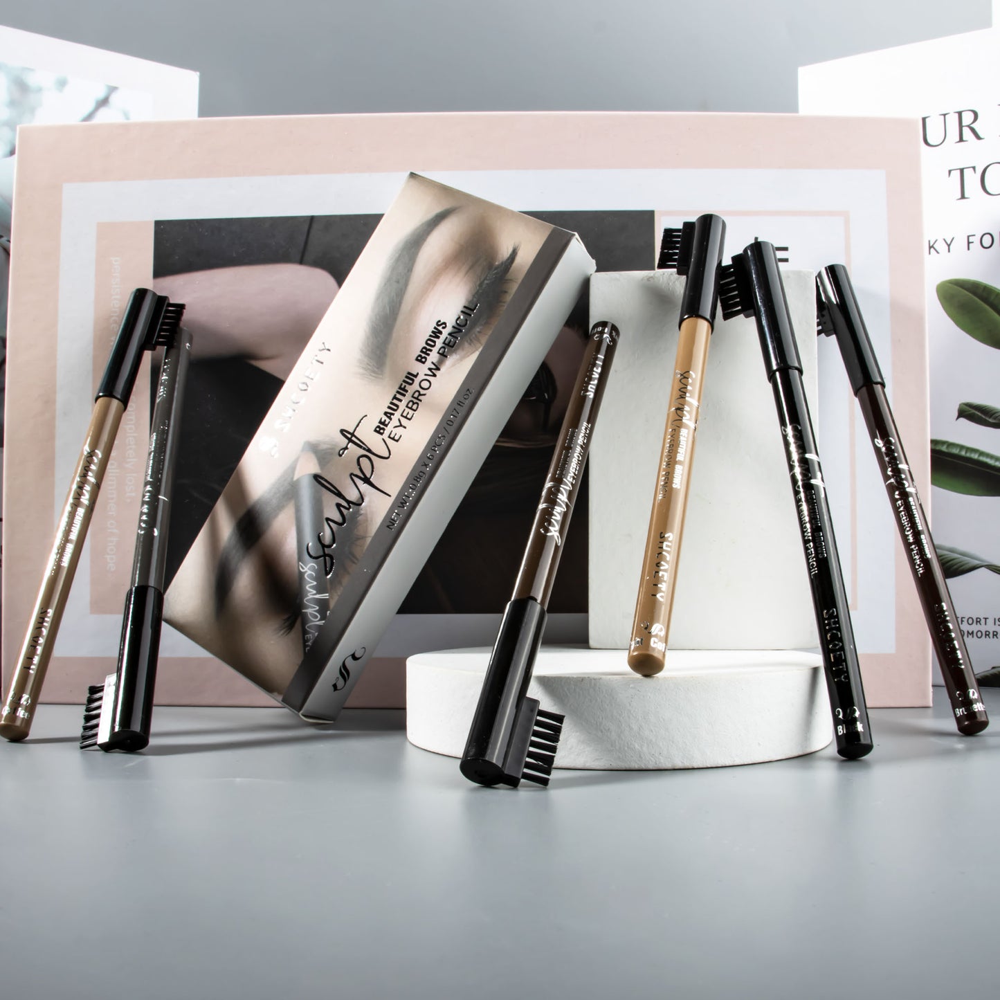 SHCOETY 6-Farben-Augenbrauenstift-Set, wasserfest, Color Icon Kohl Eyeliner-Stift – satte, hyperpigmentierte Farbe, geschmeidiges, cremiges Auftragen, vielseitig einsetzbares, lang anhaltendes, mattes Finish, tierversuchsfrei und vegan