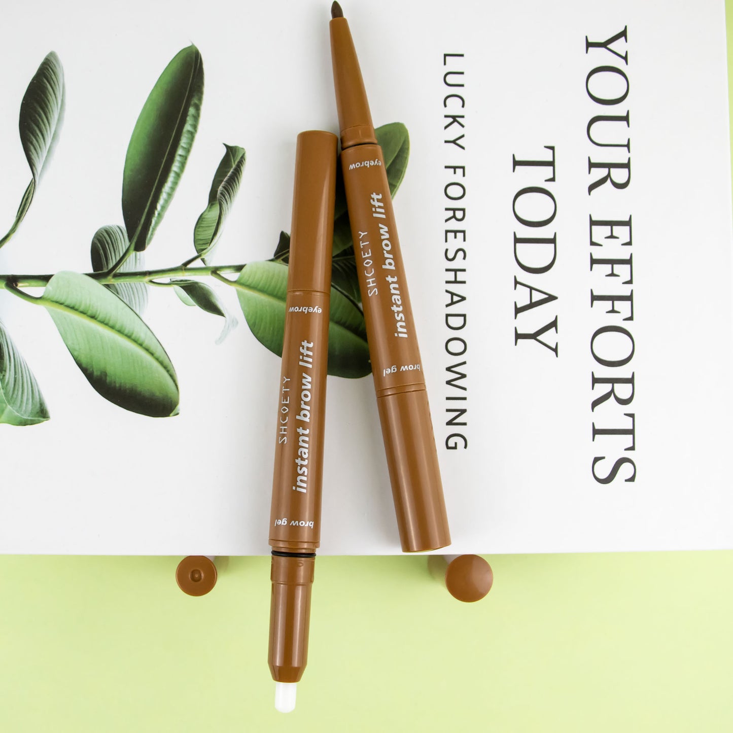 SHCOETY 4 Farben Doppelseitiger Augenbrauenstift und Augenbrauengel zum Formen der Augenbrauen, natürlicher, lang anhaltender und leicht zu färbender Augenbrauenstift