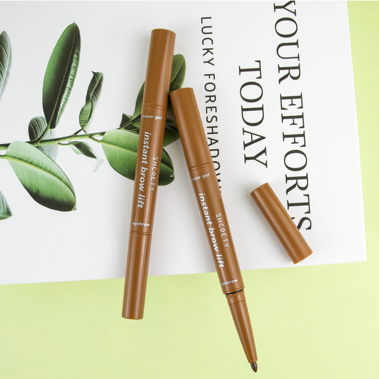 SHCOETY 4 Farben Doppelseitiger Augenbrauenstift und Augenbrauengel zum Formen der Augenbrauen, natürlicher, lang anhaltender und leicht zu färbender Augenbrauenstift