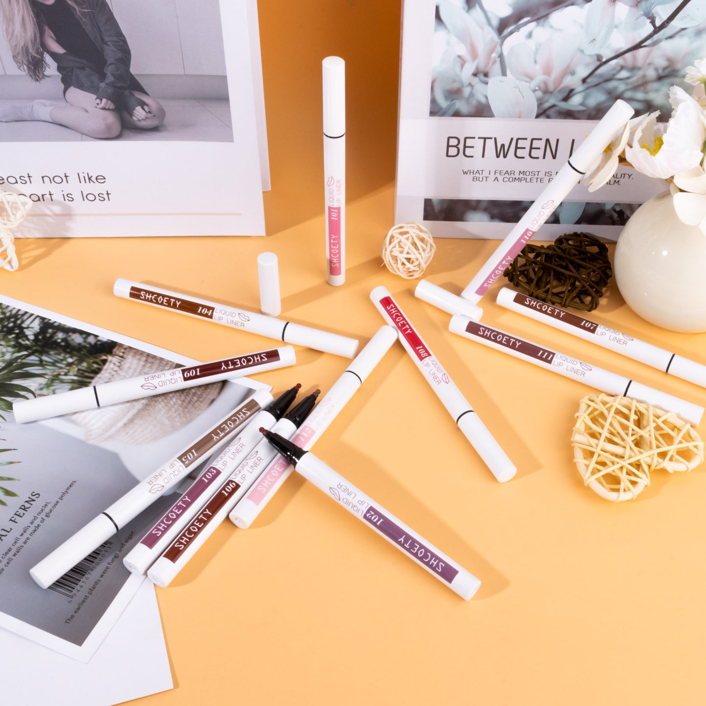 SHCOETY 12 Farben Matte Liquid Lip Liner Set, Dual-Use-Lippenstift und Lipliner Combo, Einfach aufzutragen, Langanhaltende, Viskose Formel, Soft Tip Applikator, Lippen Make-Up Geschenkset