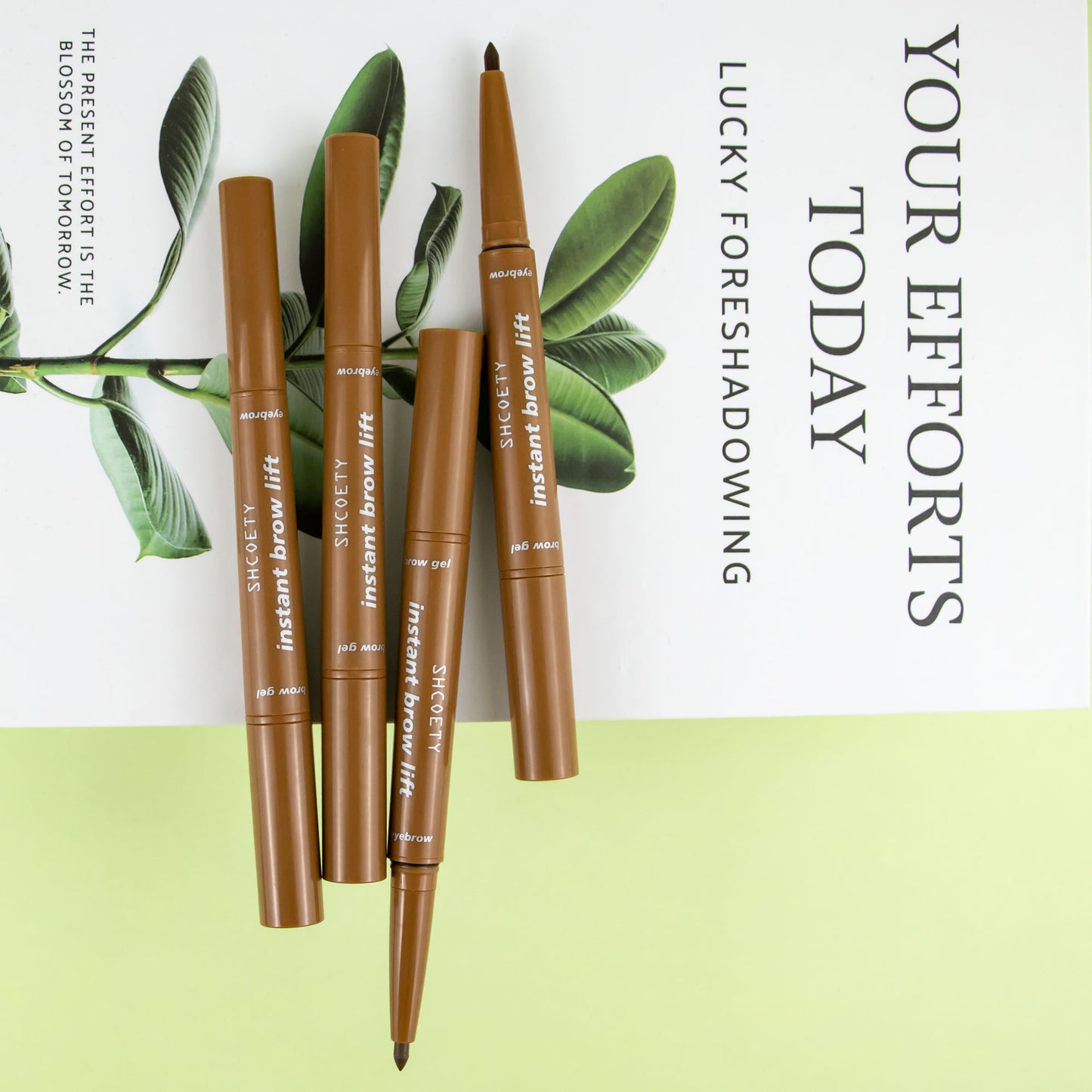 SHCOETY 4 Farben Doppelseitiger Augenbrauenstift und Augenbrauengel zum Formen der Augenbrauen, natürlicher, lang anhaltender und leicht zu färbender Augenbrauenstift