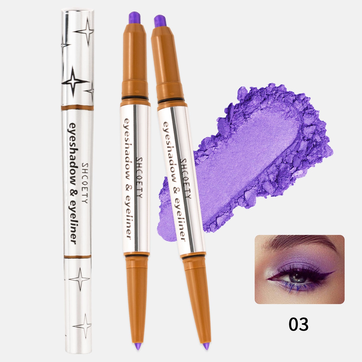 SHCOETY 5 FARBEN Lidschatten + Eyeliner mit zwei Enden, Creme-Lidschatten und sanft gleitender Eyeliner – wasserfest und knitterfrei