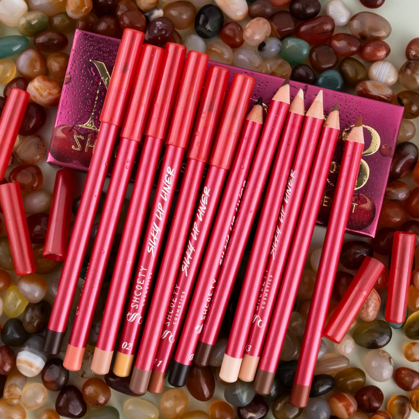 12-color matte lipstick lip liner set nude color lasting and not taking off