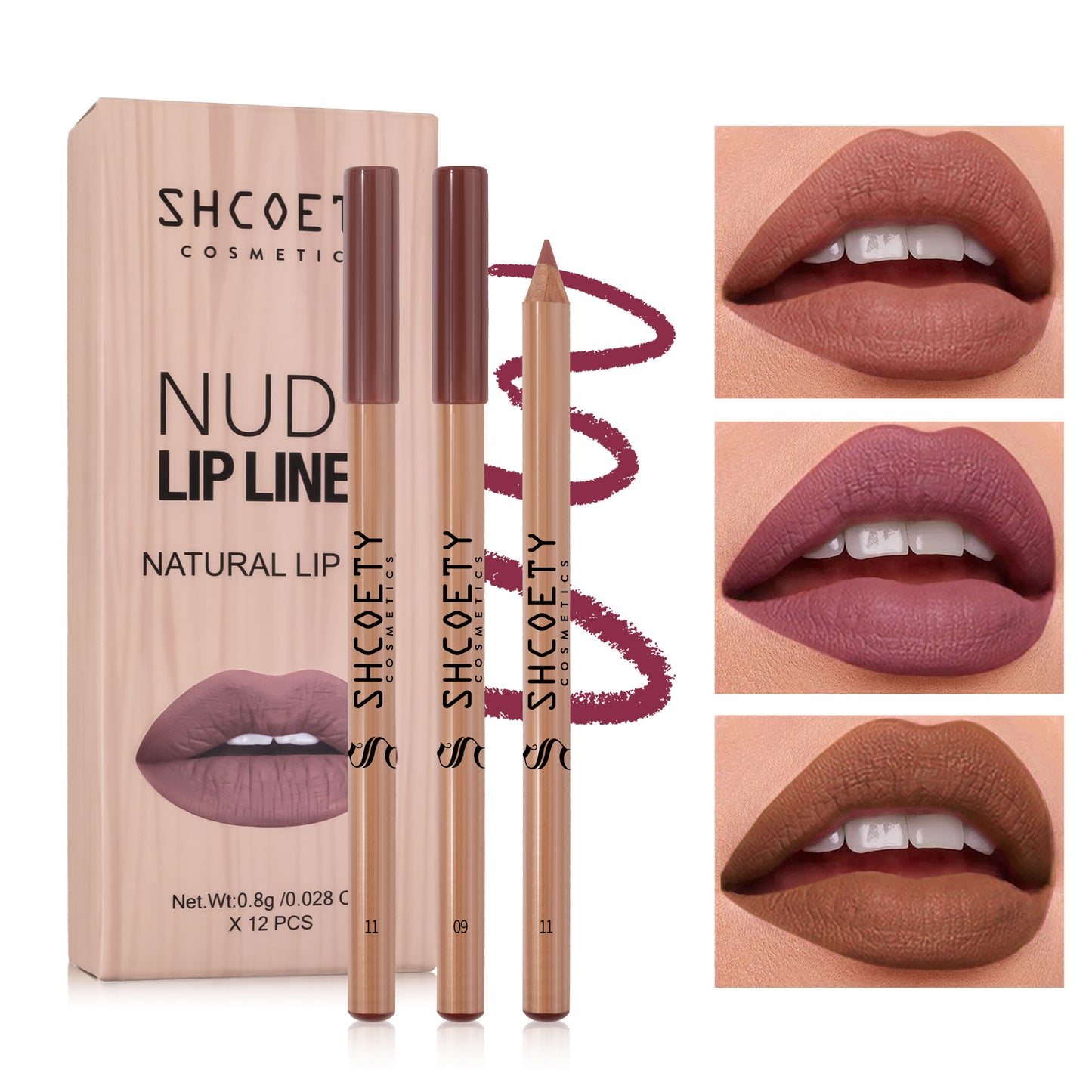 1 set 12-color log matte lipstick lip liner set nude color lasting and not taking off
