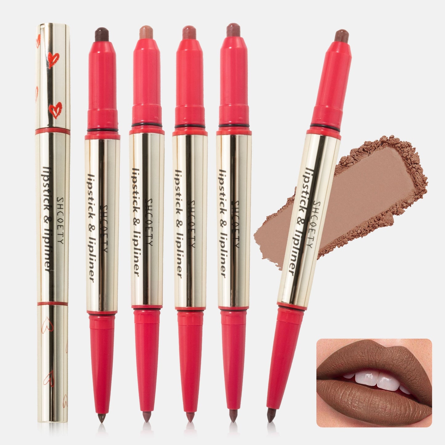 SHCOETY 12 Farben Matte Liquid Lip Liner Set, Dual-Use-Lippenstift und Lipliner Combo, Einfach aufzutragen, Langanhaltende, Viskose Formel, Soft Tip Applikator, Lippen Make-Up Geschenkset