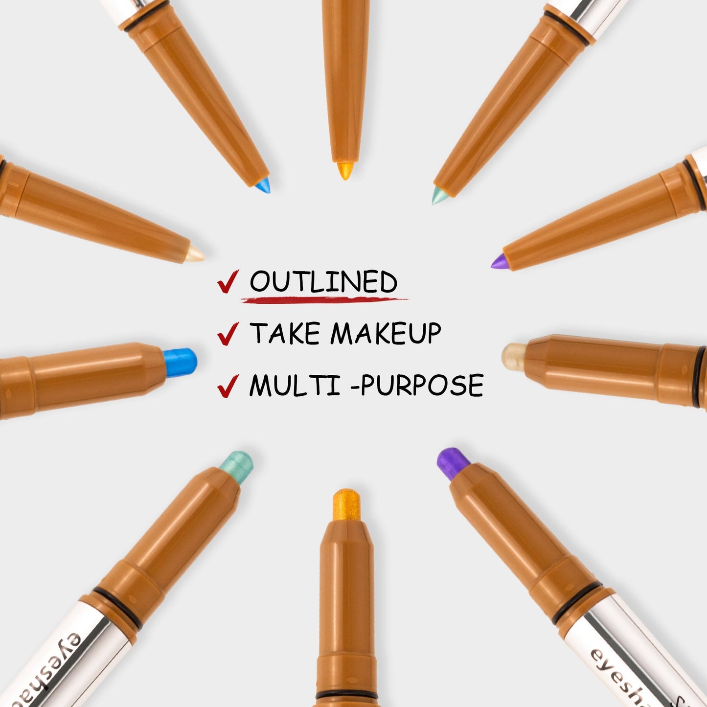 SHCOETY 5 FARBEN Lidschatten + Eyeliner mit zwei Enden, Creme-Lidschatten und sanft gleitender Eyeliner – wasserfest und knitterfrei, Farb-Geschenkset