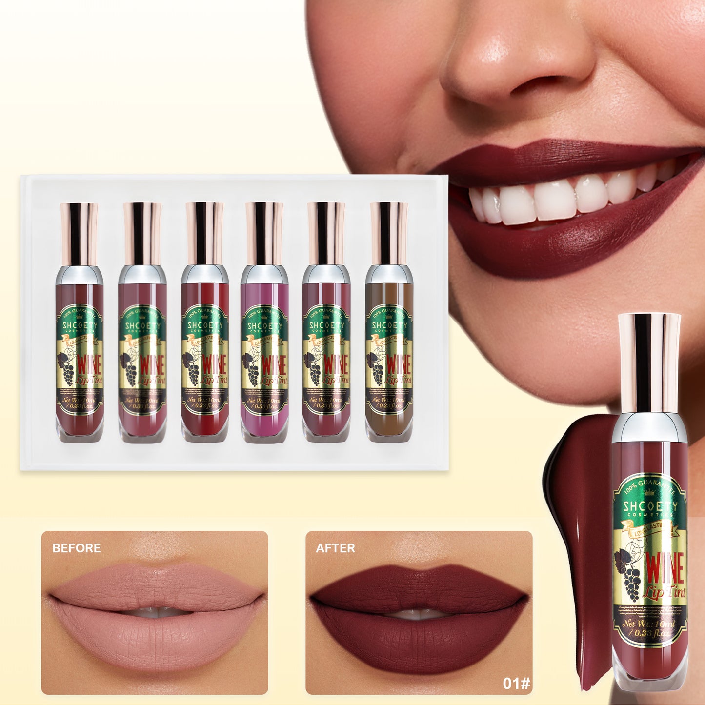 Wine Glass-Inspired Lip Gloss Set - Elegant Shades for Every Occasion