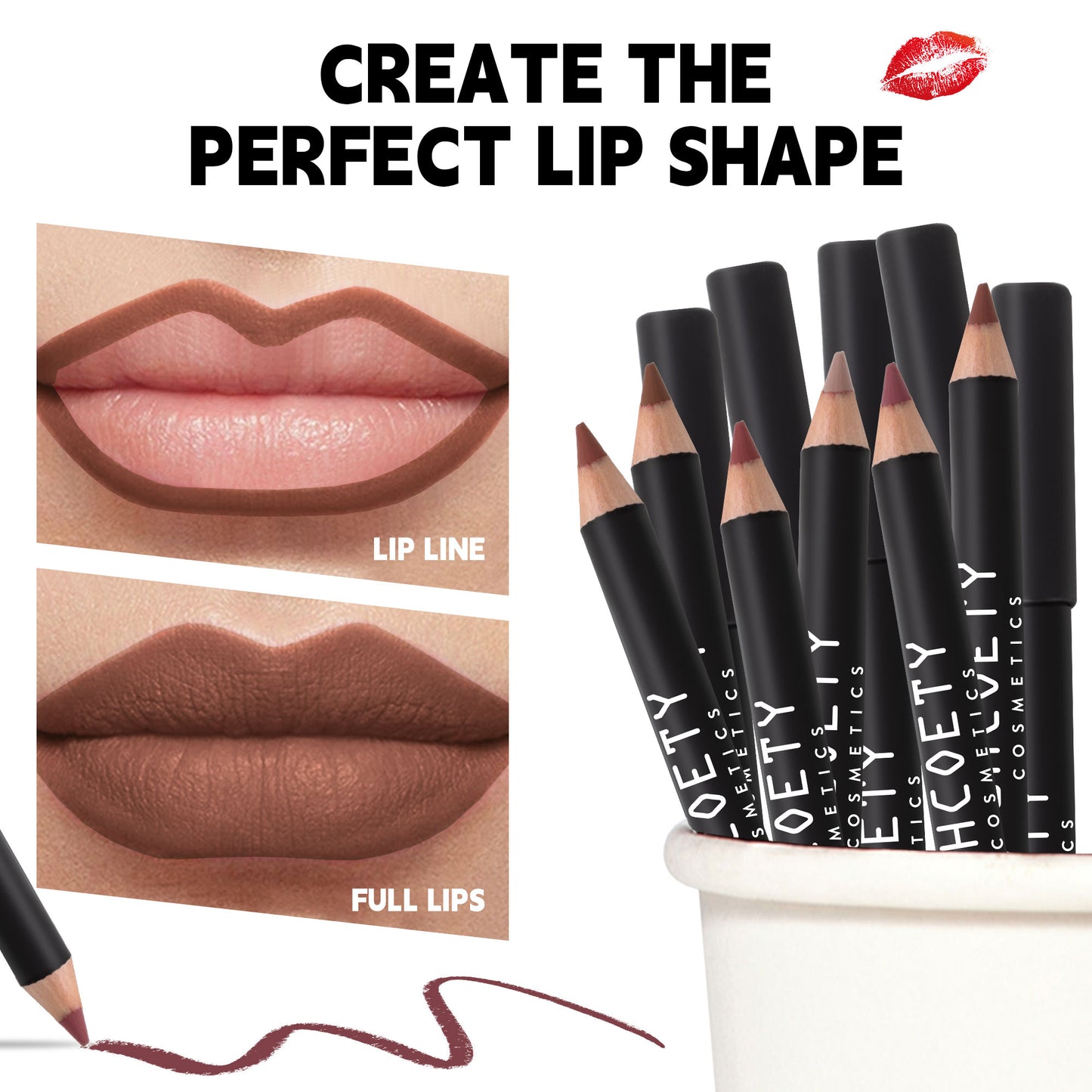 12色哑光唇线笔日常使用