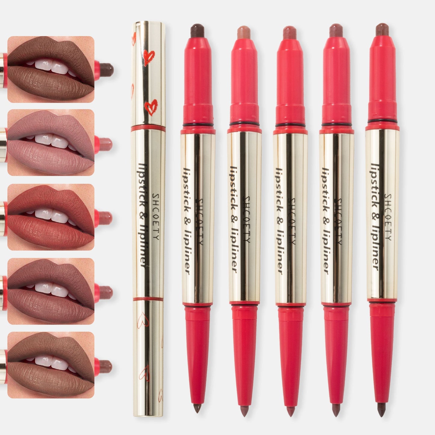 SHCOETY 12 Farben Matte Liquid Lip Liner Set, Dual-Use-Lippenstift und Lipliner Combo, Einfach aufzutragen, Langanhaltende, Viskose Formel, Soft Tip Applikator, Lippen Make-Up Geschenkset