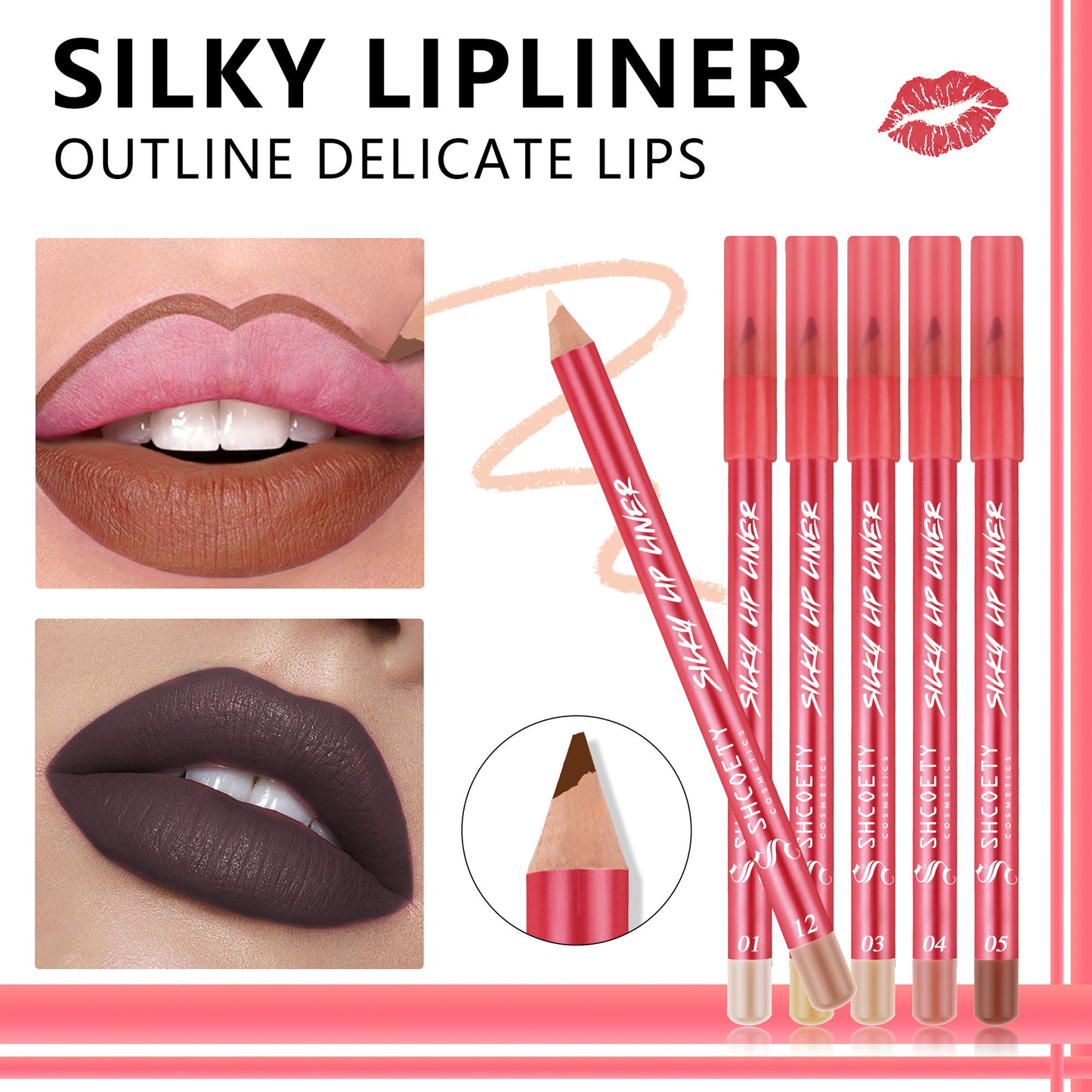 12-color matte lipstick lip liner set nude color lasting and not taking off