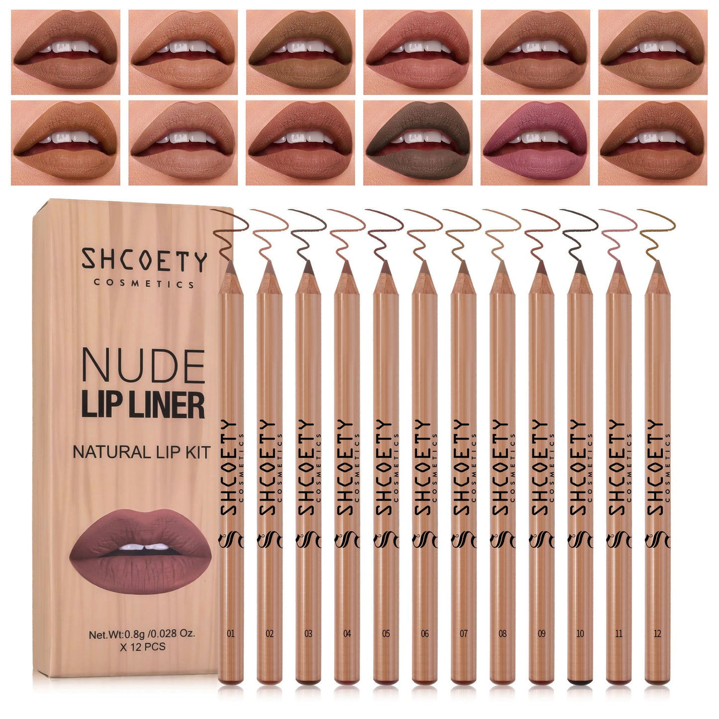 1 set 12-color log matte lipstick lip liner set nude color lasting and not taking off