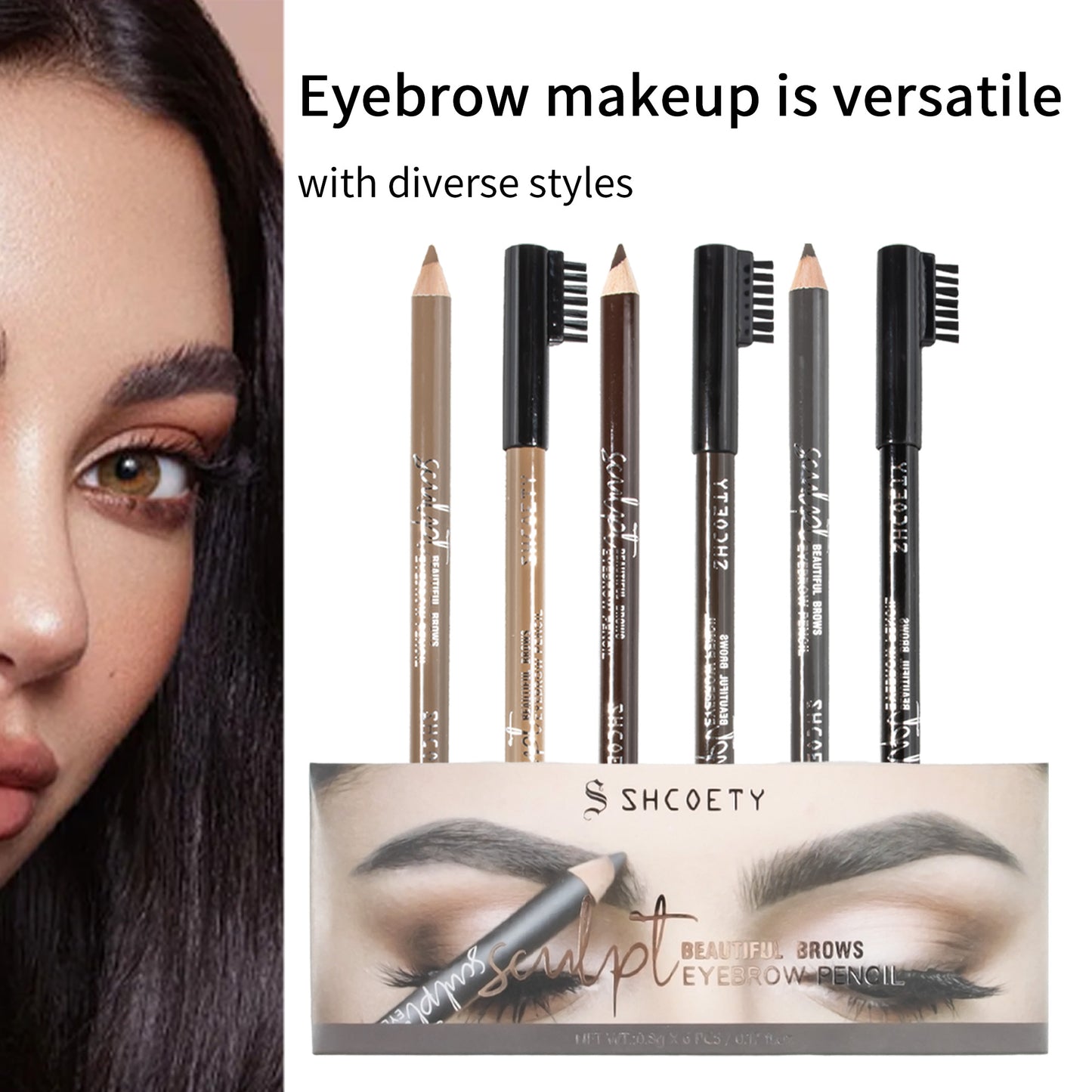 SHCOETY 6-Farben-Augenbrauenstift-Set, wasserfest, Color Icon Kohl Eyeliner-Stift – satte, hyperpigmentierte Farbe, geschmeidiges, cremiges Auftragen, vielseitig einsetzbares, lang anhaltendes, mattes Finish, tierversuchsfrei und vegan