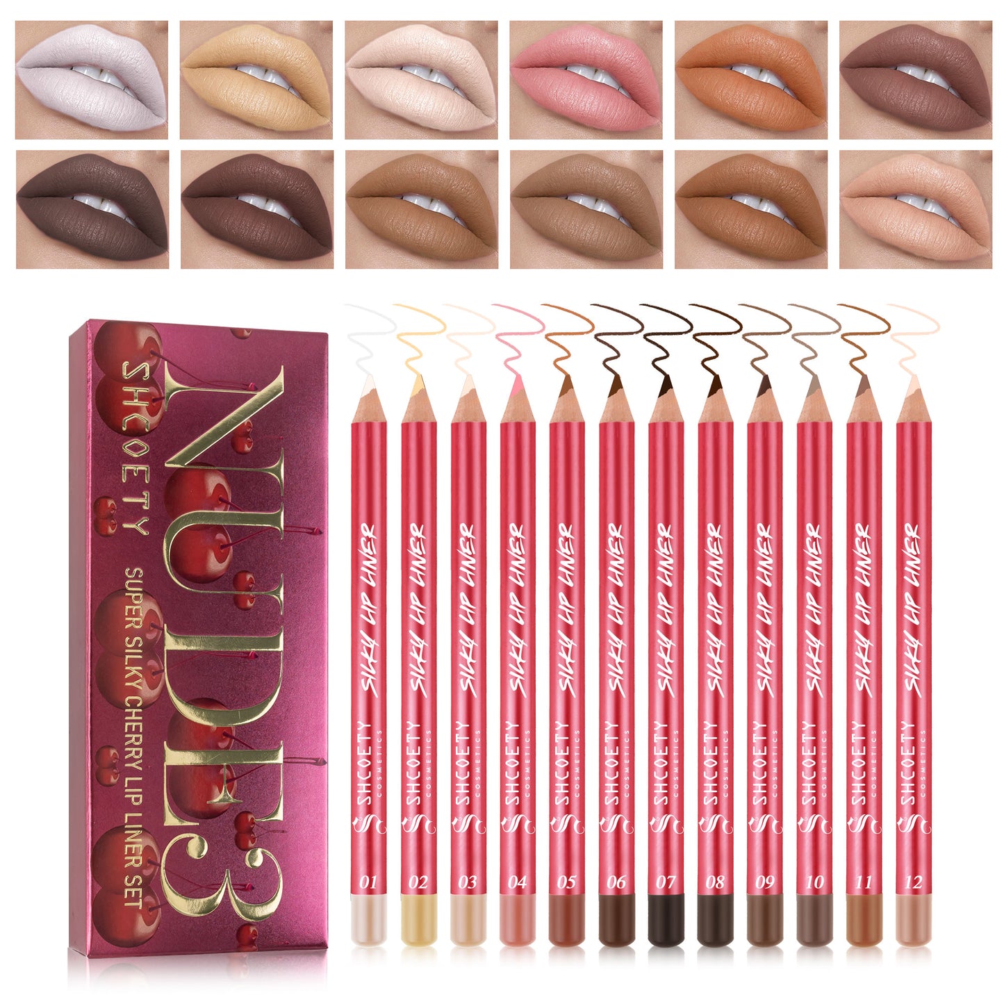 12-color matte lipstick lip liner set nude color lasting and not taking off