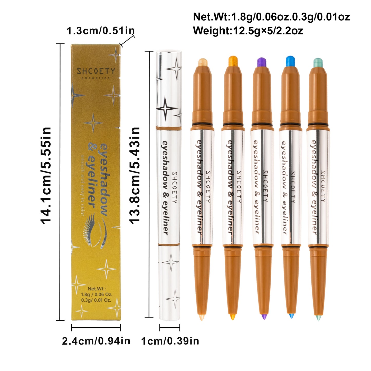 1pcs double-headed eye shadow eyeliner two-in-one lazy highlight eye shadow stick waterproof and not smudge multiple colors