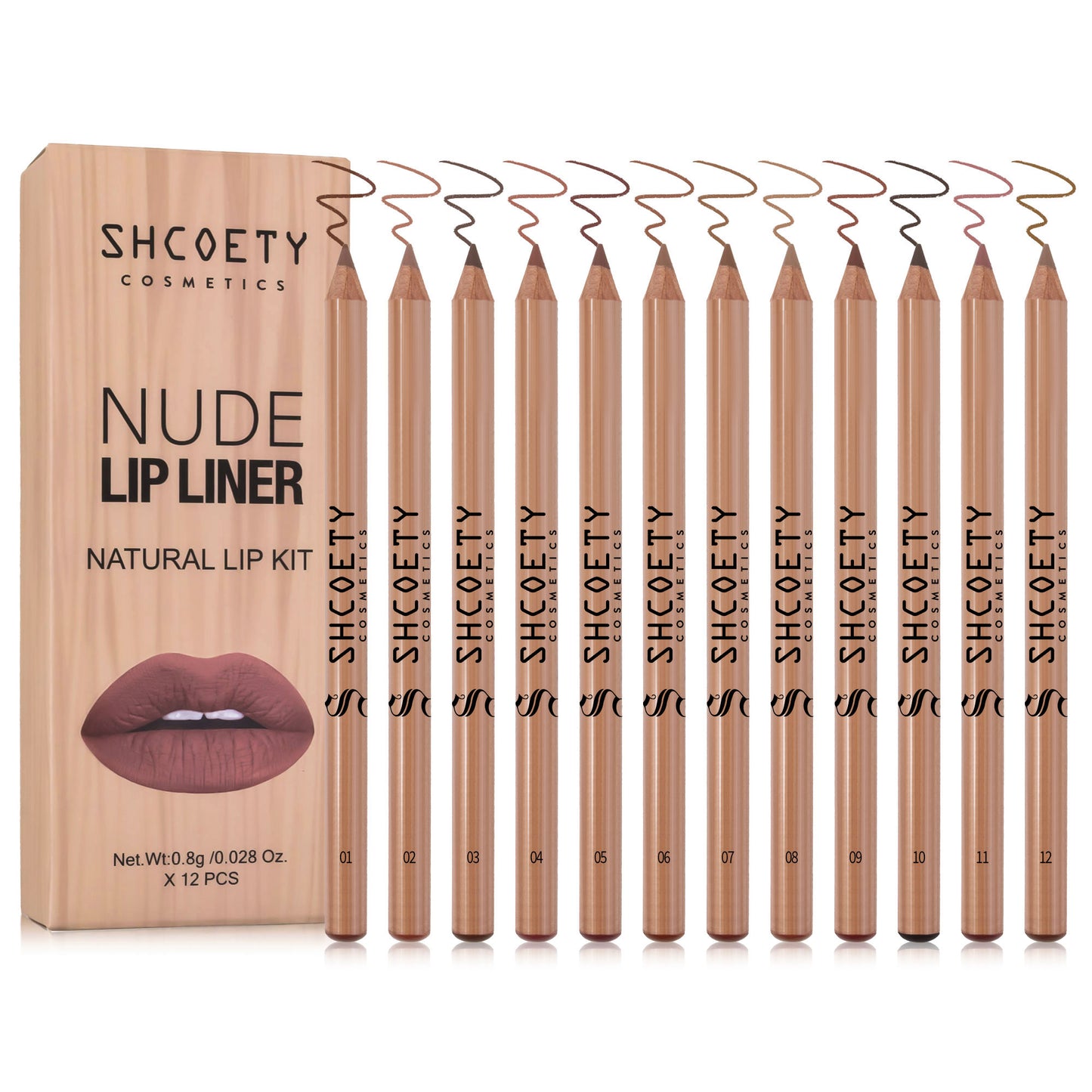 1 set 12-color log matte lipstick lip liner set nude color lasting and not taking off