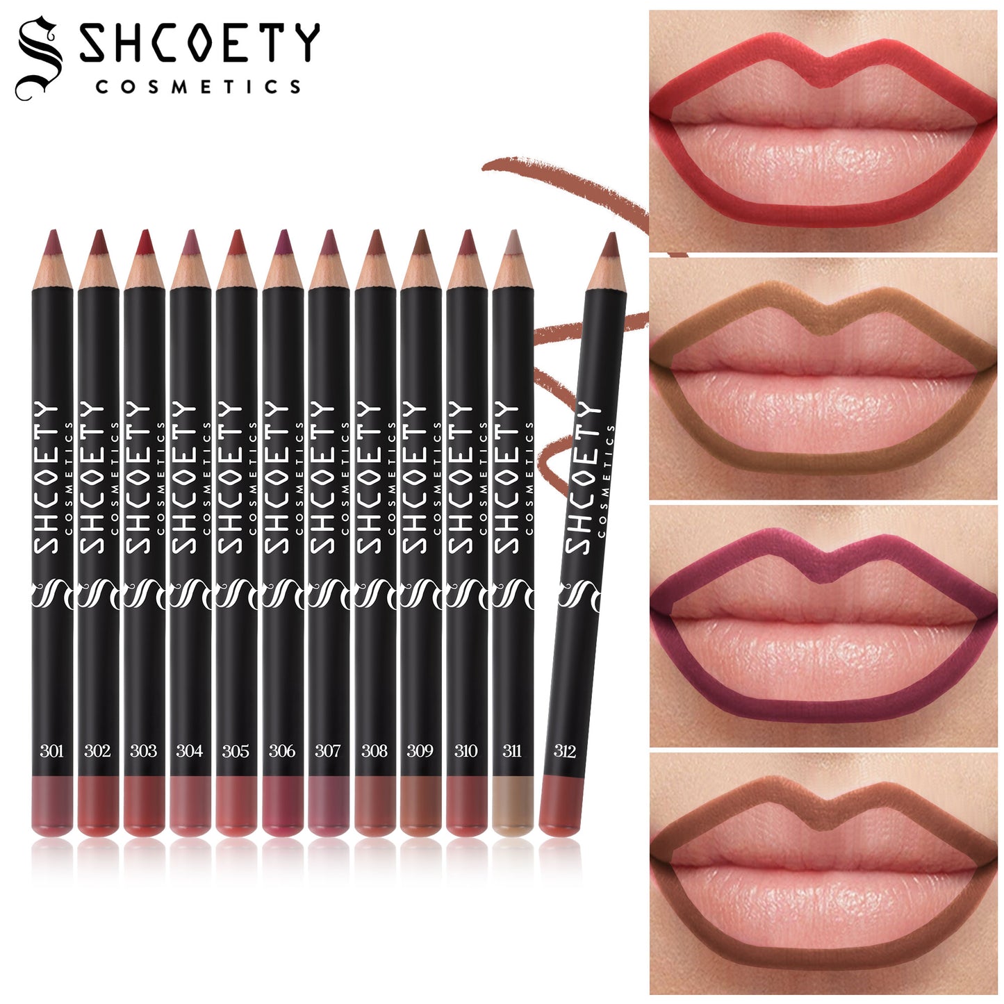 12色哑光唇线笔日常使用