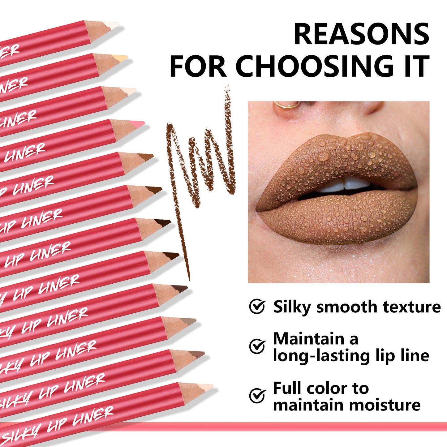 12-color matte lipstick lip liner set nude color lasting and not taking off