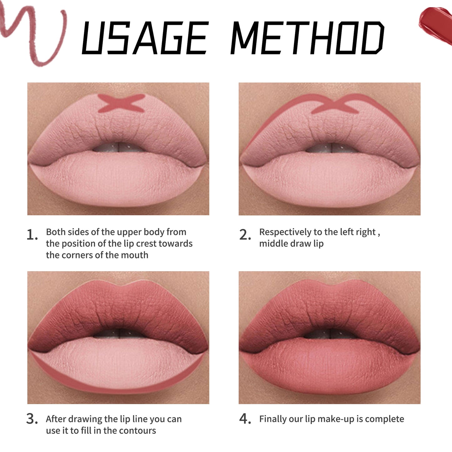 12-color matte lipstick lip liner set nude color non-fading long-lasting