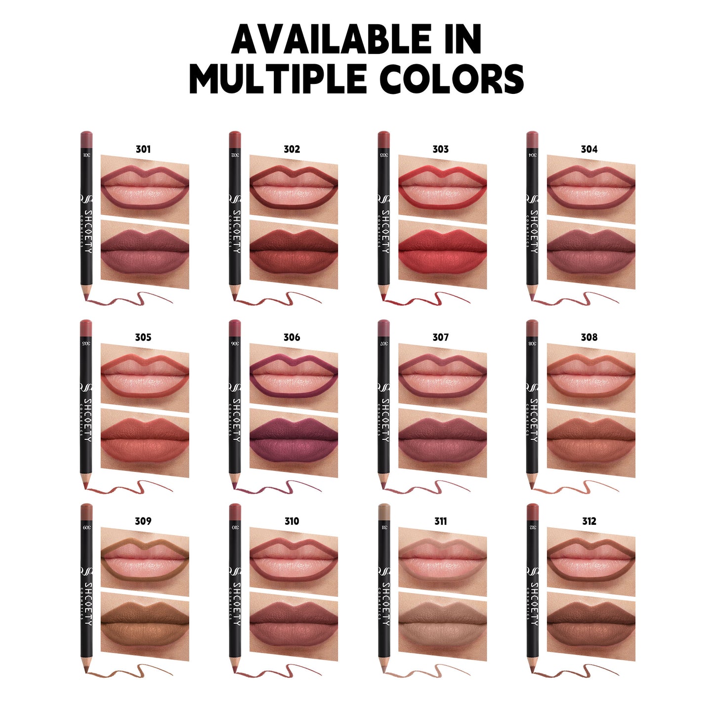 12色哑光唇线笔日常使用