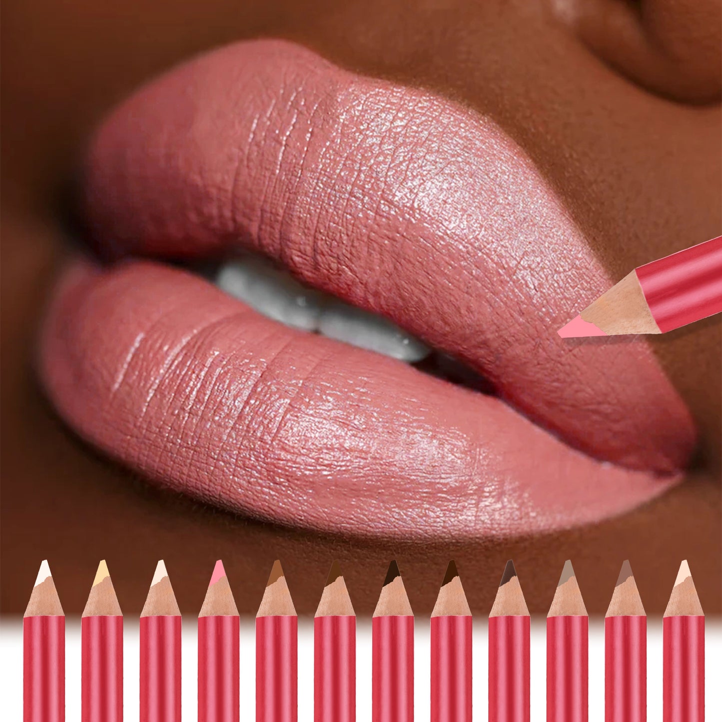 12-color matte lipstick lip liner set nude color lasting and not taking off