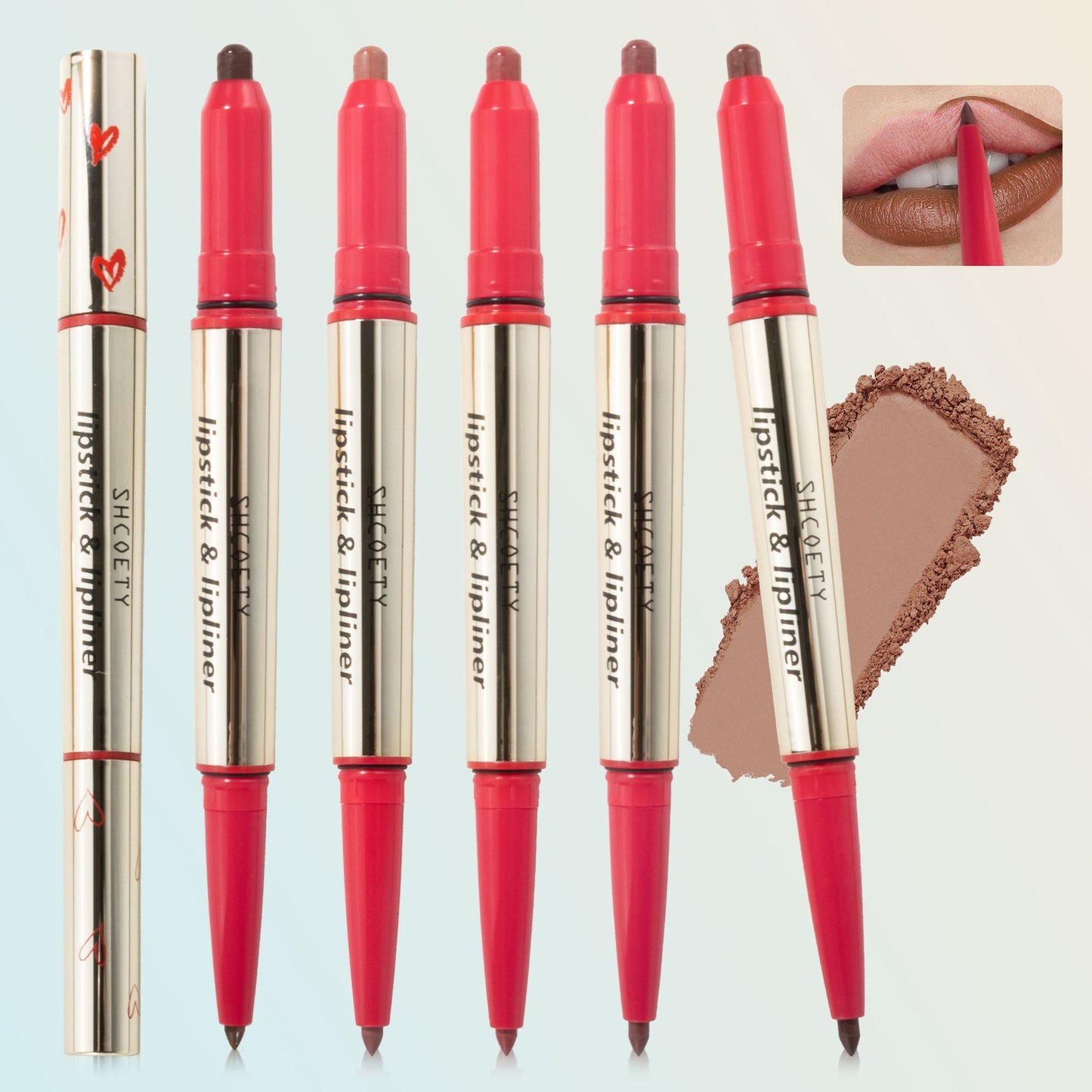 SHCOETY 12 Farben Matte Liquid Lip Liner Set, Dual-Use-Lippenstift und Lipliner Combo, Einfach aufzutragen, Langanhaltende, Viskose Formel, Soft Tip Applikator, Lippen Make-Up Geschenkset