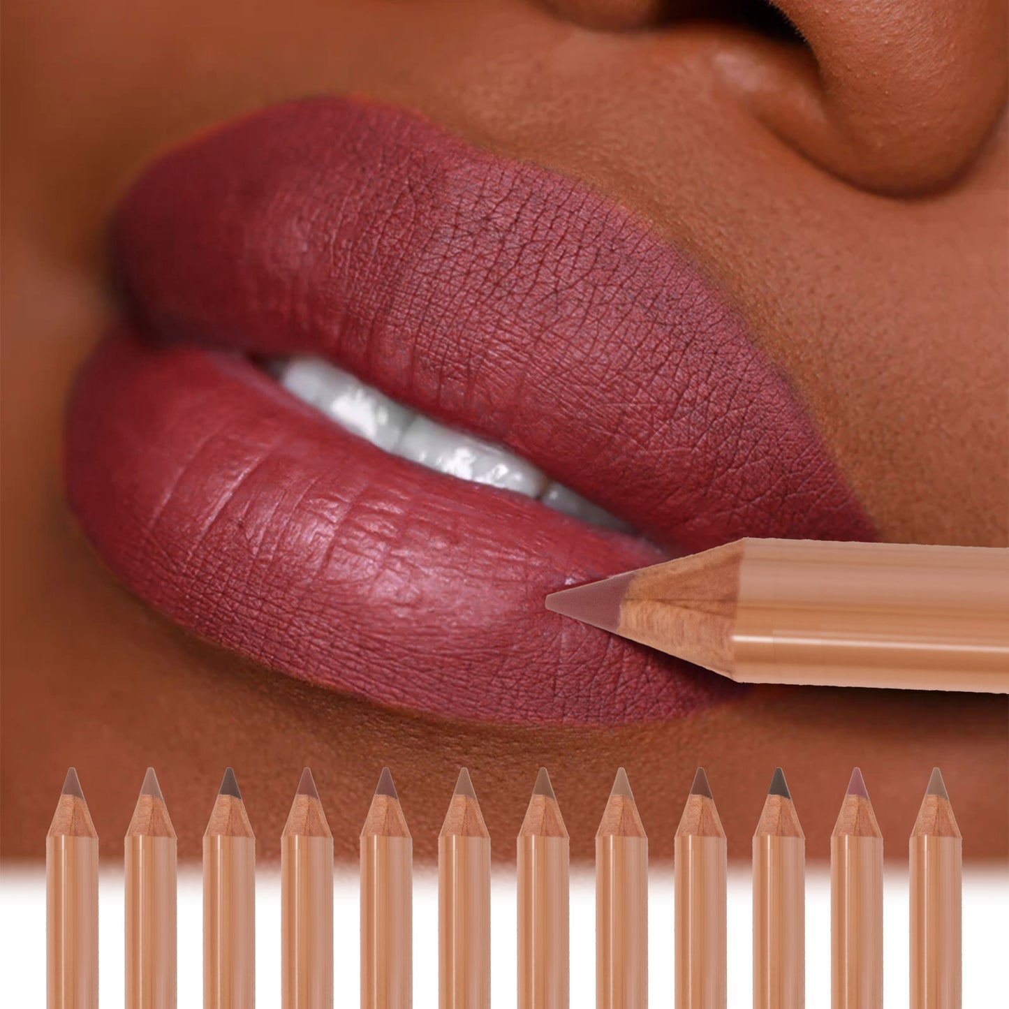 1 set 12-color log matte lipstick lip liner set nude color lasting and not taking off