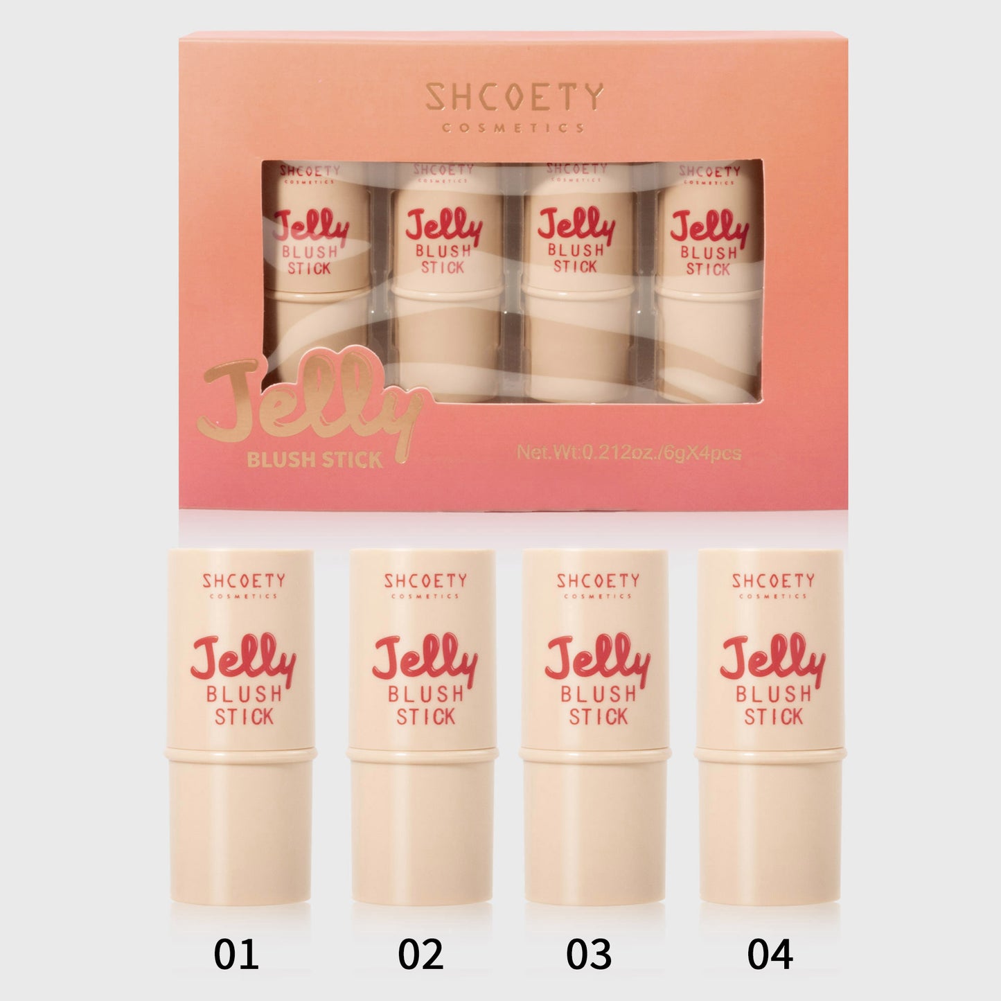 SHCOETY Jelly Bouncy Rouge-Stick, vielseitig verwendbarer Highlighter- und Konturstift mit Perlglanzeffekt, Doppelfarbe für Lippen und Wangen, leichtes, strahlendes Creme-Rouge-Make-up