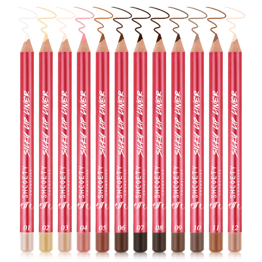 12-color matte lipstick lip liner set nude color lasting and not taking off
