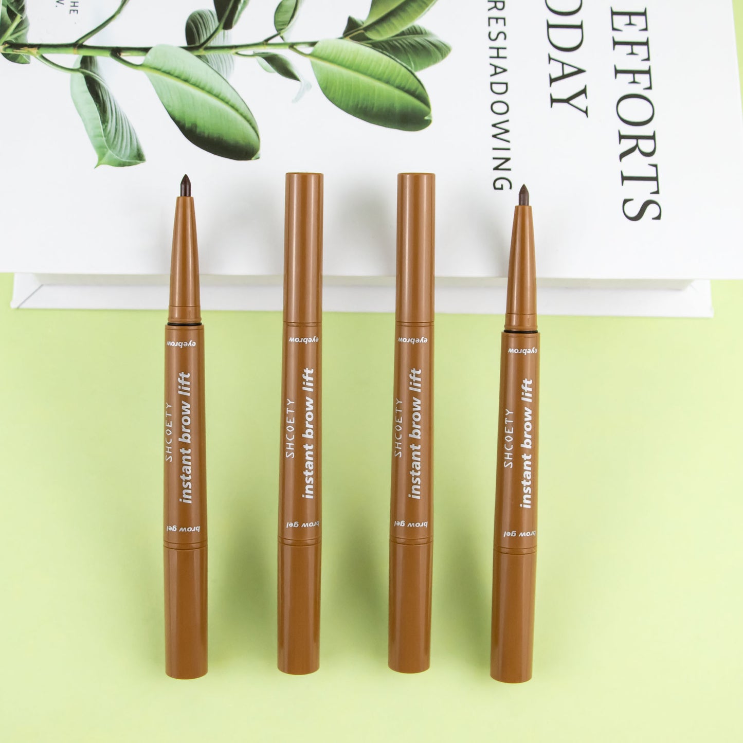 SHCOETY Lápiz de cejas de doble punta de 4 colores y gel para cejas para dar forma a las cejas, lápiz de cejas natural, duradero y fácil de colorear