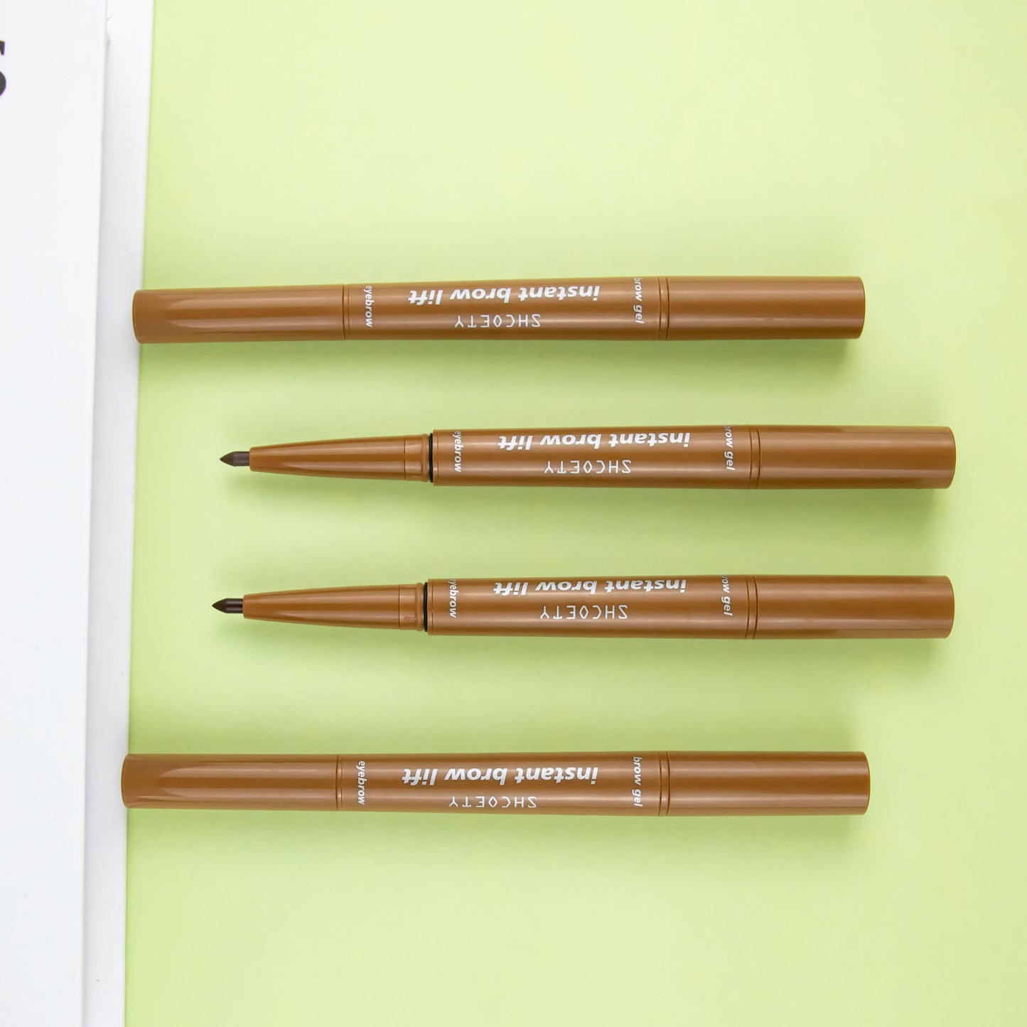 SHCOETY Lápiz de cejas de doble punta de 4 colores y gel para cejas para dar forma a las cejas, lápiz de cejas natural, duradero y fácil de colorear
