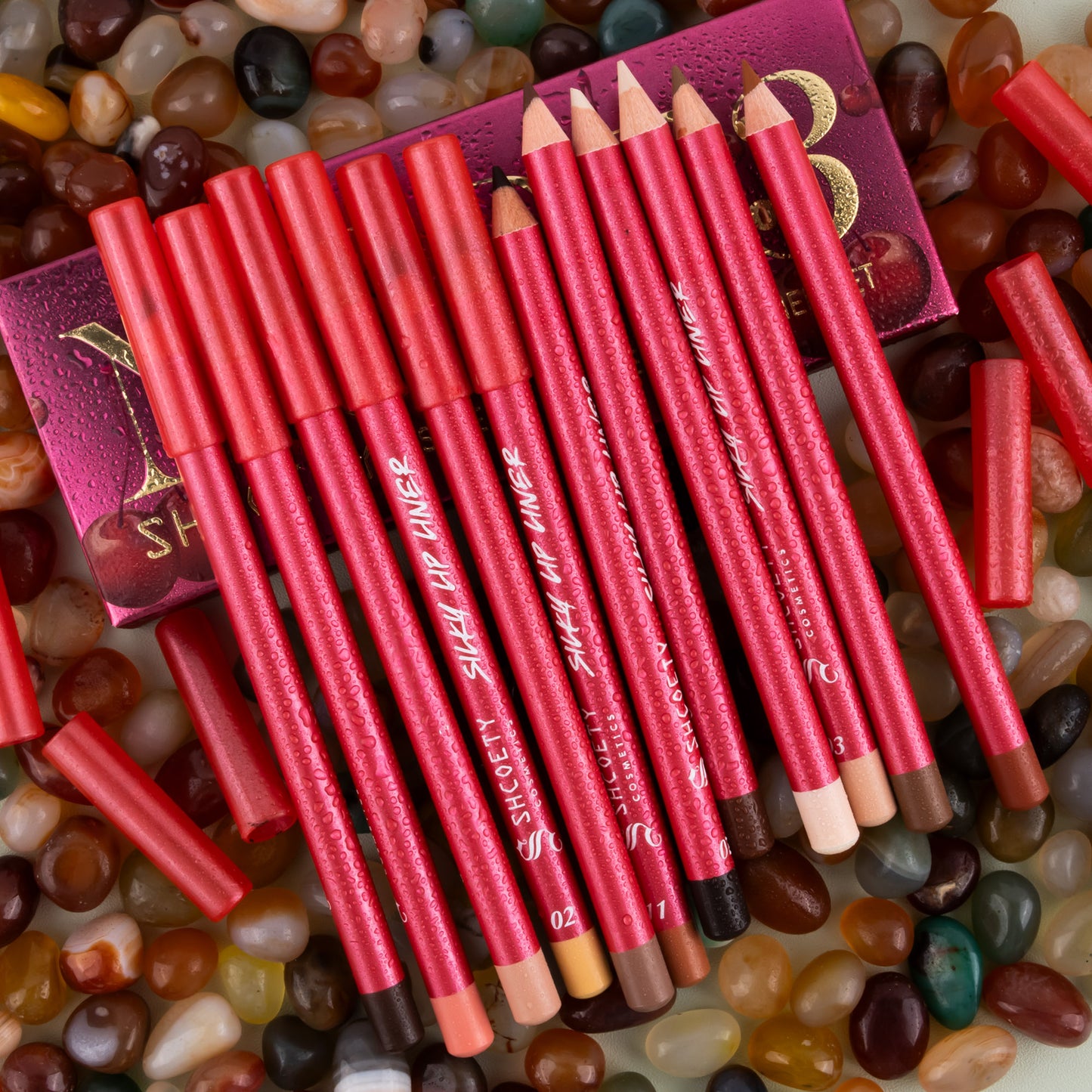 12-color matte lipstick lip liner set nude color lasting and not taking off