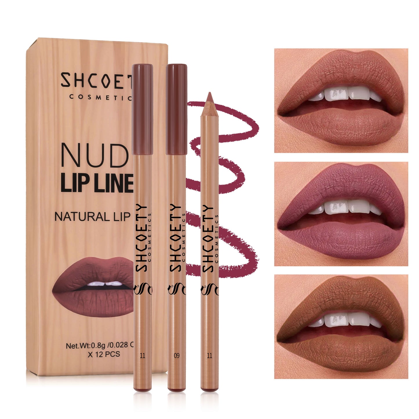 1 set 12-color log matte lipstick lip liner set nude color lasting and not taking off