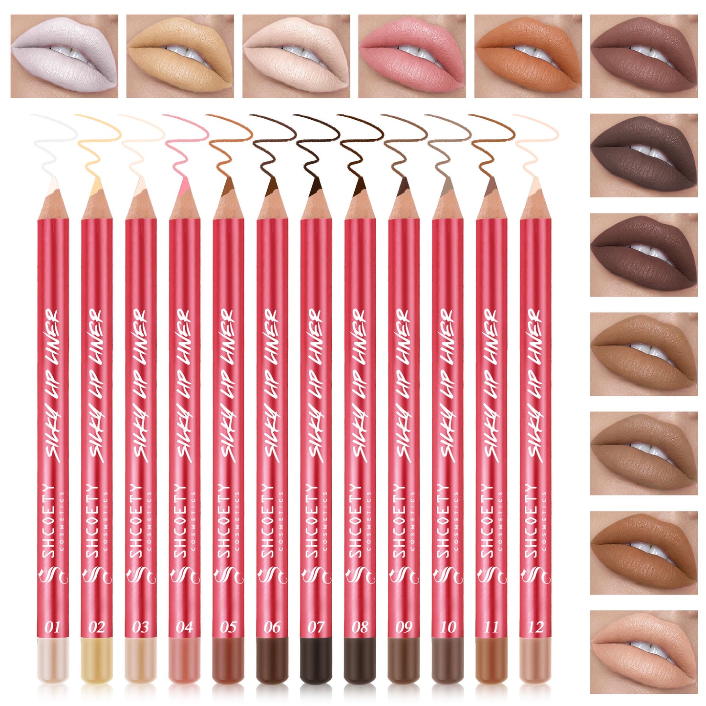 12-color matte lipstick lip liner set nude color lasting and not taking off