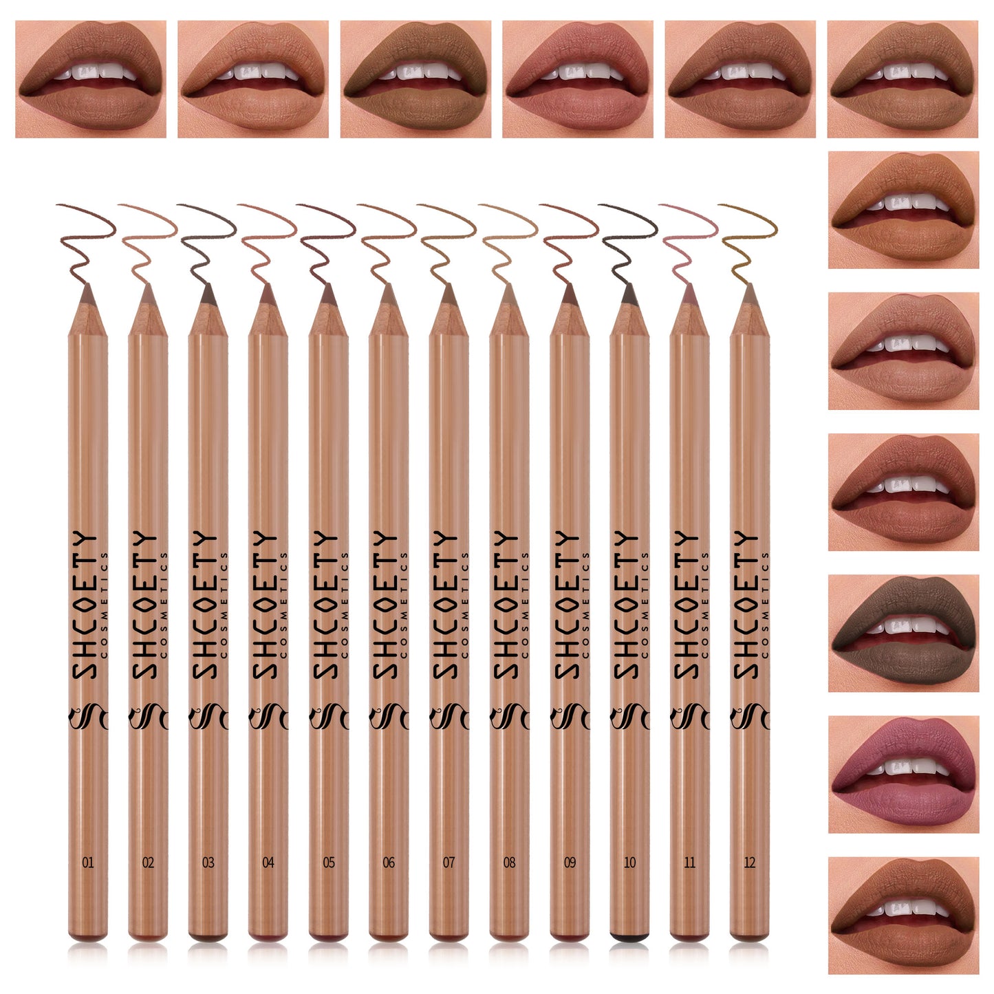1 set 12-color log matte lipstick lip liner set nude color lasting and not taking off