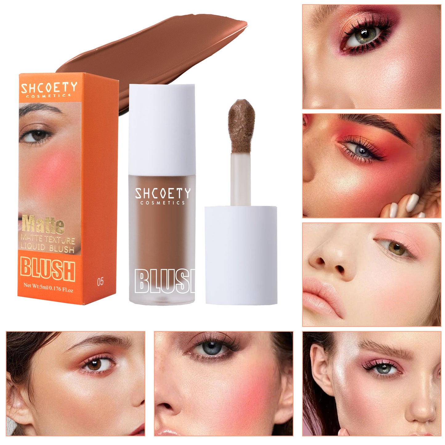 6-color liquid blush – natural, lightweight, long-lasting, for a radiant and luminous look.