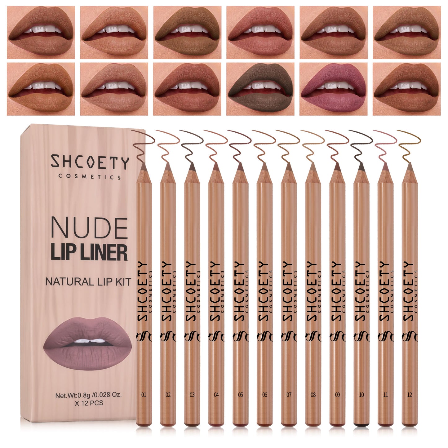 1 set 12-color log matte lipstick lip liner set nude color lasting and not taking off