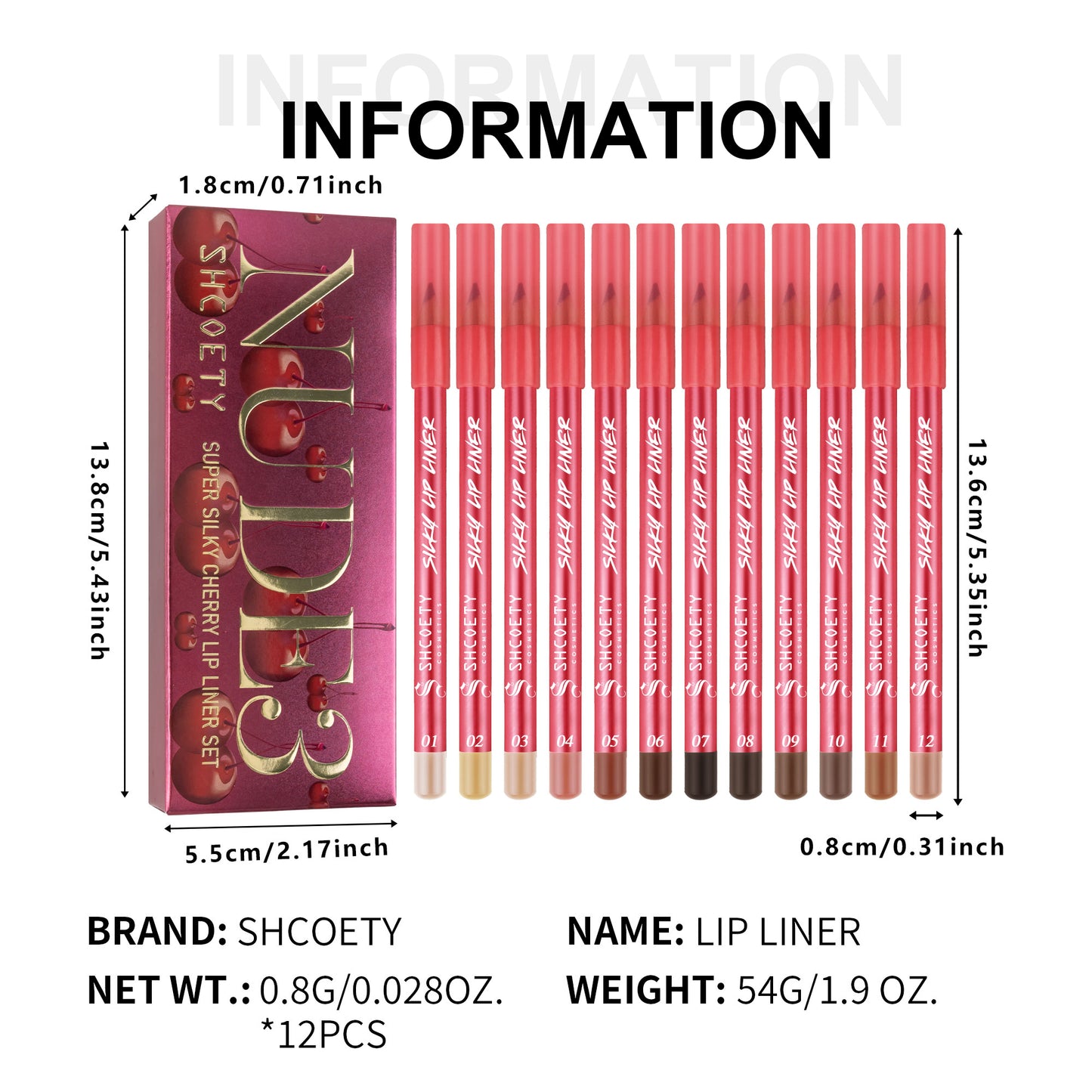 12-color matte lipstick lip liner set nude color lasting and not taking off