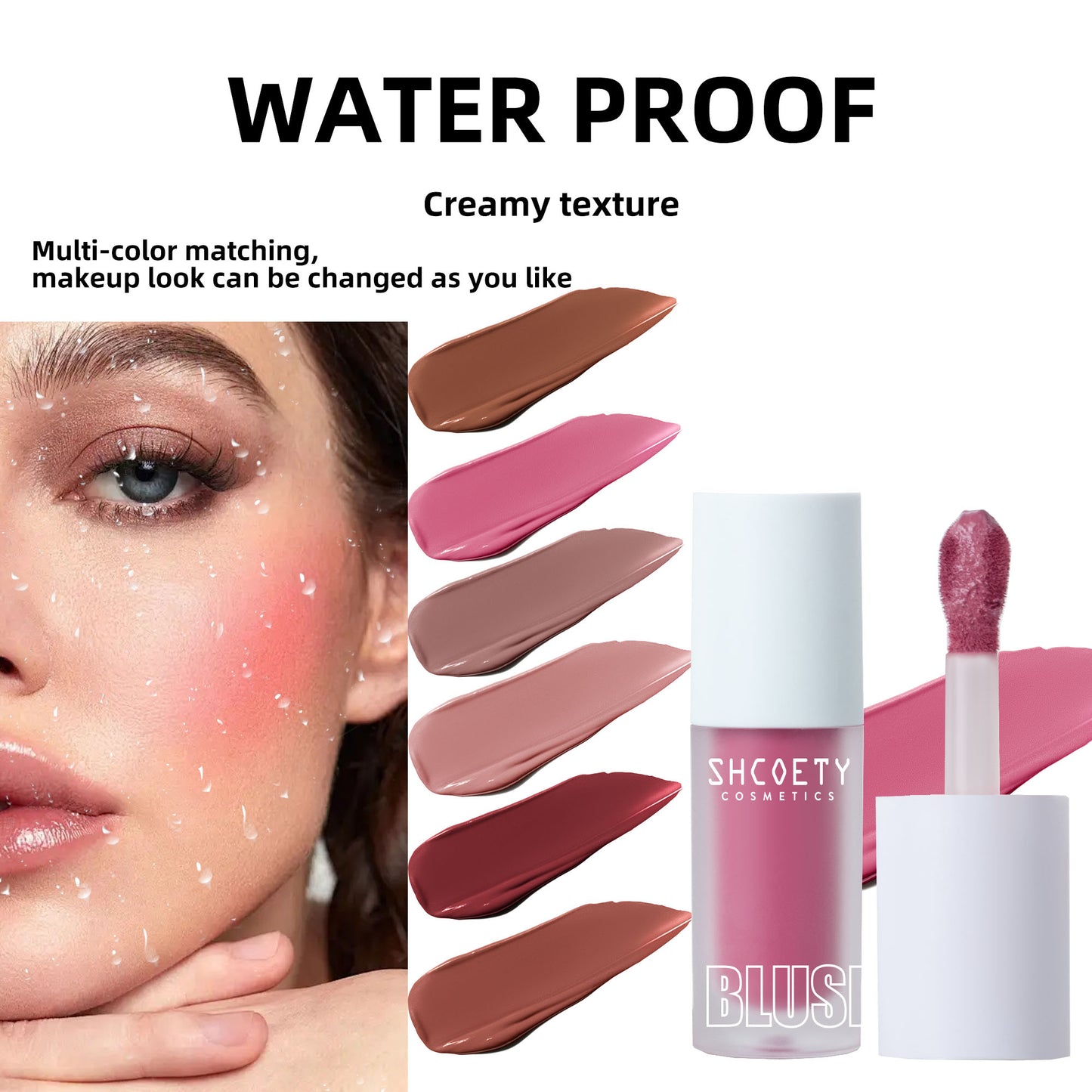 6-color liquid blush – natural, lightweight, long-lasting, for a radiant and luminous look.