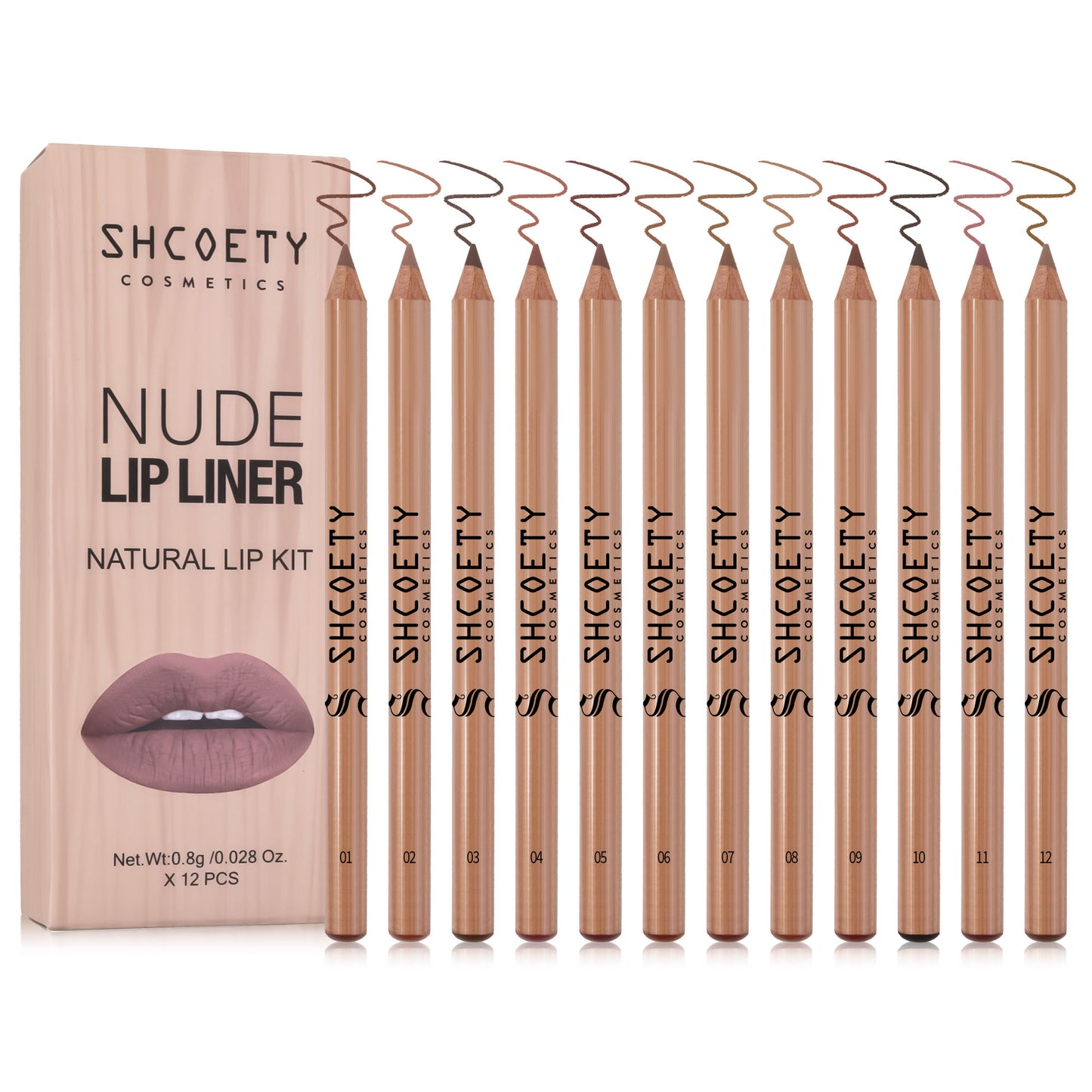 1 set 12-color log matte lipstick lip liner set nude color lasting and not taking off