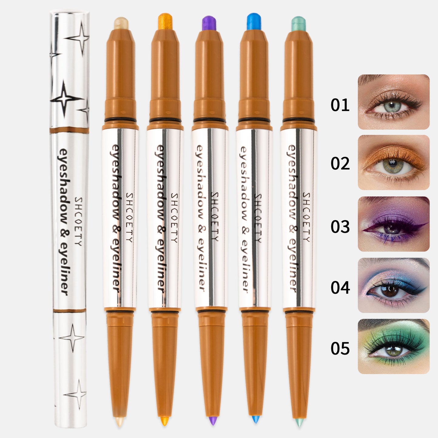 1pcs double-headed eye shadow eyeliner two-in-one lazy highlight eye shadow stick waterproof and not smudge multiple colors