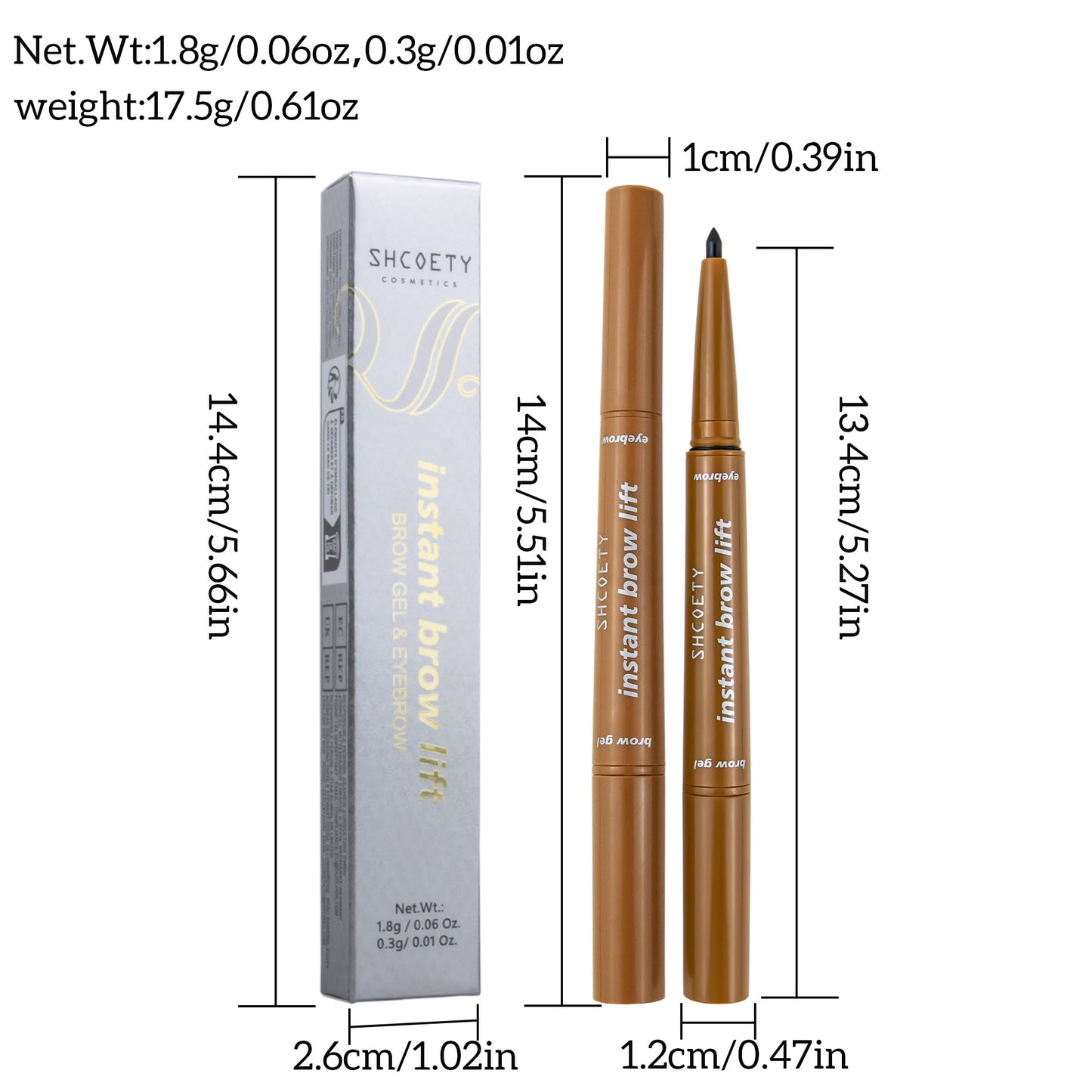 SHCOETY Lápiz de cejas de doble punta de 4 colores y gel para cejas para dar forma a las cejas, lápiz de cejas natural, duradero y fácil de colorear