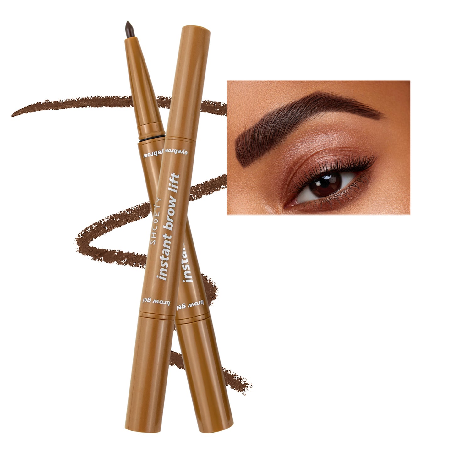 SHCOETY Lápiz de cejas de doble punta de 4 colores y gel para cejas para dar forma a las cejas, lápiz de cejas natural, duradero y fácil de colorear